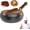 Wooden lid, variant on Uncoated Thick Iron Pot, Japanese Iron Pots for Cooking, High Purity Frying Pans, Uncoating Cast Iron Pot with Lid, Hand-Forged Non-Stick Cast Iron Pot, for All Stoves (Wooden lid,11.05in)