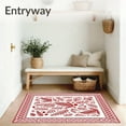 thumbnail image 3 of ODIKA 5'x7' Machine Washable Non-Slip Area Rug, Merry Evergreen Lattice Seasonal Hearth Embellishment High Traffic Rug with Pad, Red, 732178, 3 of 8