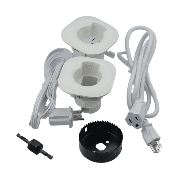 In-Wall Cable Management Kit for Hide TV Wires When Mounting with Hole Saw Drill Attachment Easy Install US Plug