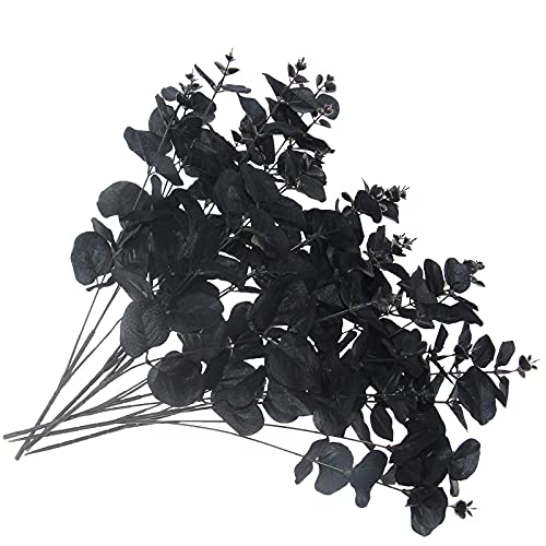 10/20/30 pezzi steli di eucalipto artificiale nero finte fiori di
