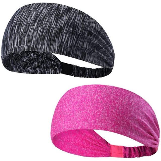 Paquete de 2 diademas deportivas elásticas antideslizantes para mujer para yoga, correr, hacer ejercicio, fitness, tenis, gimnasio, ciclismo, senderismo, voleibol, bailar JM