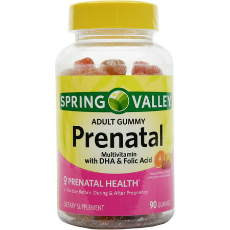 Spring Valley adultes Gummy prénatale multivitamines avec DHA et acide folique, 90 count