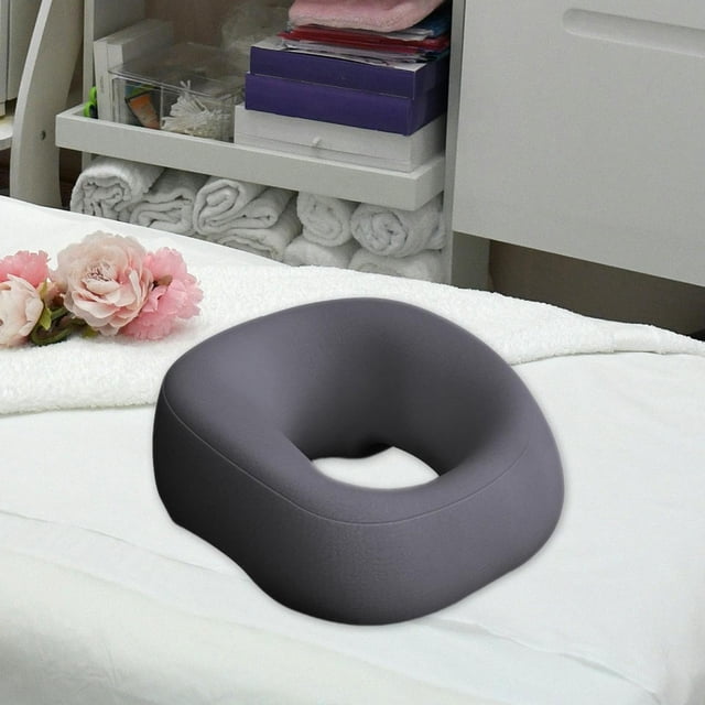 Almohada de espuma viscoelástica para boca abajo, cómoda y transpirable, ergonómica para masajes de salón, para viajes, para hombres y amigos. Gris oscuro