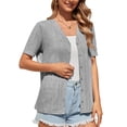 thumbnail image 3 of Uvplove Women's Summer Short Sleeve Cardigan Lightweight V-Neck Shrugs,Dark Gray,XL, 3 of 6