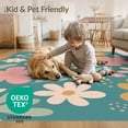 thumbnail image 4 of ODIKA 5'x7' Teal Blossom Delight Abstract Floral Washable Area Rug Charming Pop-Art Inspired Flower Motif Elegance for Dining Room, Under Table, Home Office, Non-Slip Chair-Friendly, 4 of 7