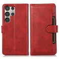 thumbnail image 2 of Compatible with Samsung Galaxy S25 Ultra Wallet Case,RFID Blocking PU Leather Folio Magnetic Closure Protective Cover with Wrist Strap Outer Slide Credit Card Holder Kickstand Men Women,Red, 2 of 10