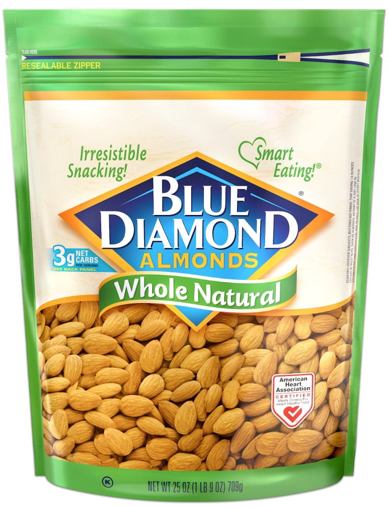 Blue Diamond Whole Natural Almonds 25 oz - 3 Pack