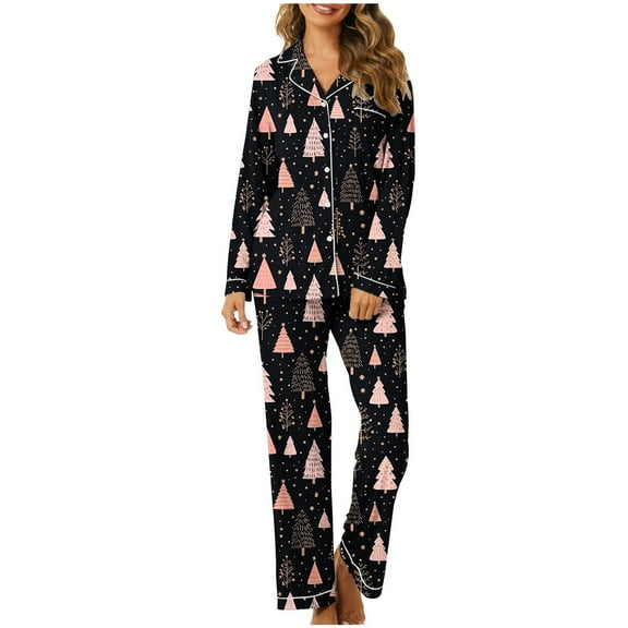 asdoklhq Onesie Pajamas for Women Home Pocket Printed Pajama Set for Daily Home Wear Multicolor 2X