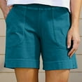 thumbnail image 2 of BLVB Women Cotton Linen Shorts Summer Casual Plain Shorts High Waisted Dressy Wide Leg Shorts with Pockets, 2 of 5