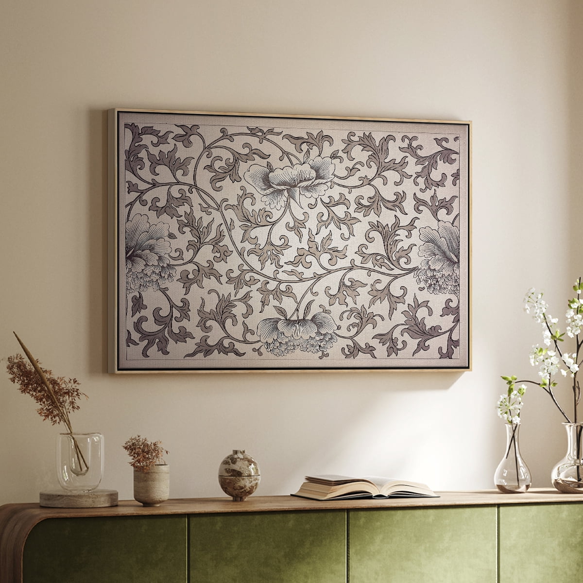 Vintage Abstract Print-XXIV Framed in Natural Wood Wood Gallery Wrapped Canvas 25 in. x 37 in.
