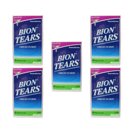 Bion Tears Lubricant Eye Drops Single Use Vials - 28 ct, Pack of 5
