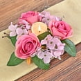 thumbnail image 4 of Artificial Rose Embroidery Ball Flower 3 Inches Candle Rings Wreaths Center Eucalyptus Leaves Wreaths Small Boho Wreath Pillar Candle Holder for Easter Wedding Home Door Tabletop Decoration, 4 of 6