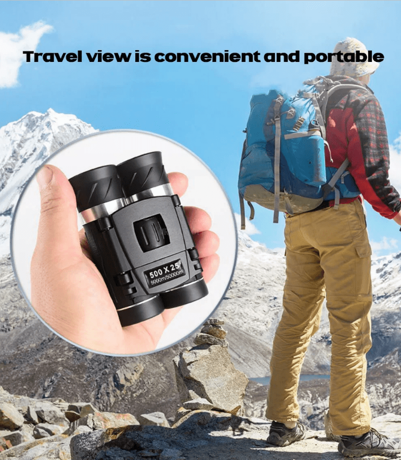 500x25 Zoom Telescope Professional BAK4 HD Powerful Binoculars Long Range Portable Outdoor Folding FMC Binocular Camping Travel
