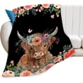thumbnail image 4 of Highland Cow Blanket Cute Cow Plush Throw Blanket Super Soft Cozy Warm Fleece Highland Cattle Bedding Blanket Gifts for Kids Girls Boys Women 50"X60", 4 of 6