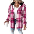 thumbnail image 5 of Vinsonshop Women's Shacket Women's Fleece Jacket Womens Plaid Shirts Long Sleeve Winter Coats for Women Fleece Shacket Women Fleece Coats for Women Womens Coats and Jackets Pink S, 5 of 6