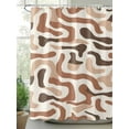 thumbnail image 2 of Shower Curtains Abstract Ombre Brown Stripes Bath Curtain Modern Art Waterproof Bathroom Shower Curtain Set with Hooks Decoration 72 x 72 Inches, 2 of 7