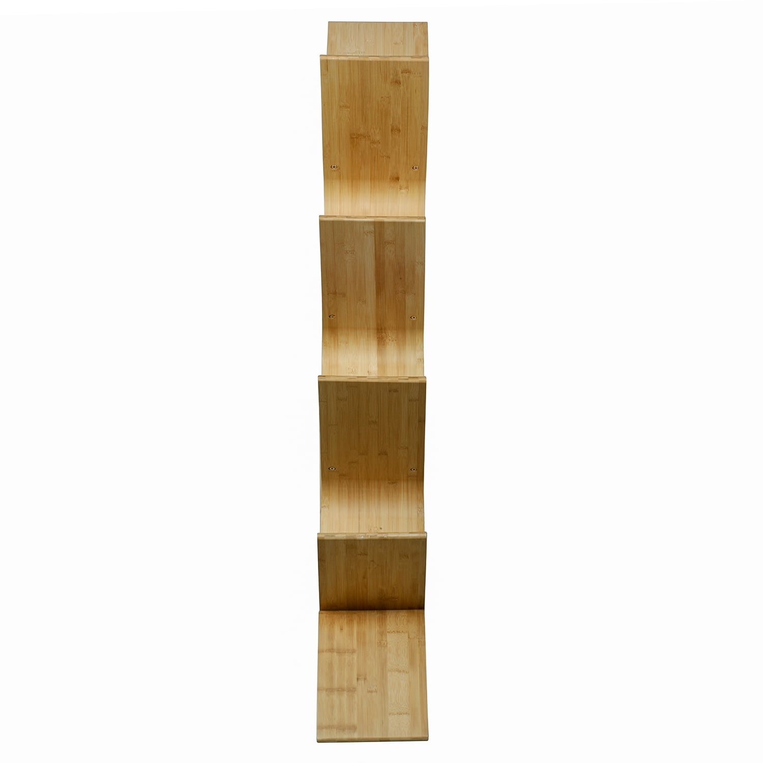 Kadyn 8-tier Bamboo Floor Standing Tree Bookshelf, Bookcase Rack for Books Cds Plants, Book Tower Storage Organizer Shelves for Living Room, Light Brown