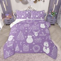 Manfei Xmas Tree Snowman 3 Pieces Queen Comforter Set for Teens Female Men,Santa Claus Deer Ultra Soft Bedding Sets,Merry Christmas Bedding Comforter Set,Luxury Bedroom Decor,Reversible