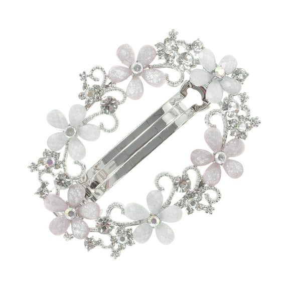 Unique Bargains 1 Pc Hollow Flower French Barrette Hair Clips Hairdo Clip for Home Black White Pink