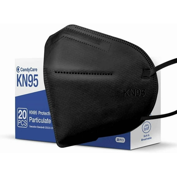 OTB00039-CandyCare KN95 CE FFP2 Mask - 20 Pack, Black