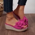 thumbnail image 2 of SBYOJLPB Women's Fashionable Sandals Beach Outerwear Versatile Solid Color Sandals Bow Round Toe Wedge Sandals, 2 of 9