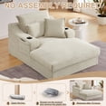 thumbnail image 5 of 68" Oversized Chaise Lounge Chair Indoor, Holaki Corduroy Upholstered Boneless Sofa Bed with 2 Cup Holder & Throw Pillow, Comfy Cloud Sofas Couch for Living Room, No Assembly Required, Camel, 5 of 7