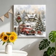 thumbnail image 2 of Canvas Wall Art, Vintage Christmas Framed Canvas Prints for Bathroom Kitchen, Winter Xmas Tree Truck Snowflake Country Gallery Wrapped Wall Decor for Home Office, Gifts, 10"x10" Ship Next Day, 2 of 9