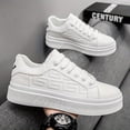 thumbnail image 4 of Men's New Breathable White Sneakers Trendy Versatile Thick Sole Casual Sneakers with Random Pattern Design,, 4 of 6