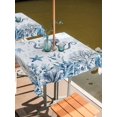 thumbnail image 2 of Outdoor Tablecloth with Umbrella Hole for Patio/Picnic/Party/Camping, Blue Coastal Octopus Waterproof Table Cloth Square Cover Washable, Summer Ocean Sea Coral Shells Texture (54"x 54"), 2 of 9