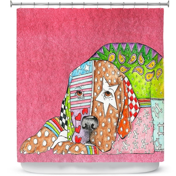 Shower Curtains 70" x 73" from DiaNoche Designs by Marley Ungaro - Labrador Retriever Dog Pink