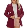 thumbnail image 2 of IMENGL Pocket long sleeve casual work coat lapel, Red L, Size M-3XL, 2 of 9