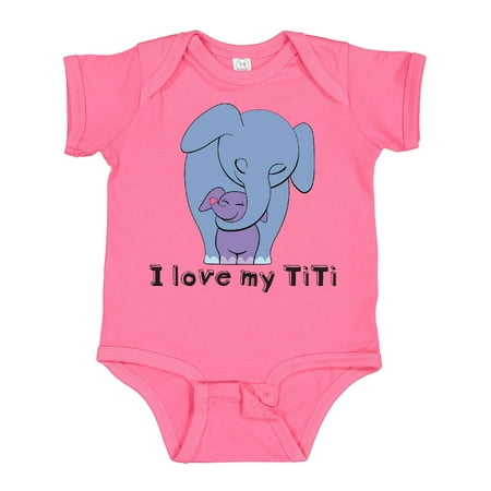 

Inktastic I Love My TiTi Elephant Blue Purple Gift Baby Boy or Baby Girl Bodysuit