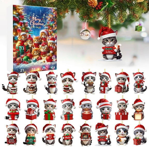 Cat Advent Calendar 2025 - 24 Days of Christmas Advent Calendar for Cat Lovers - Cute cat Holiday Decor Ornaments-hottest christmas gifts 2025- christmas gifts for boys(24pc)