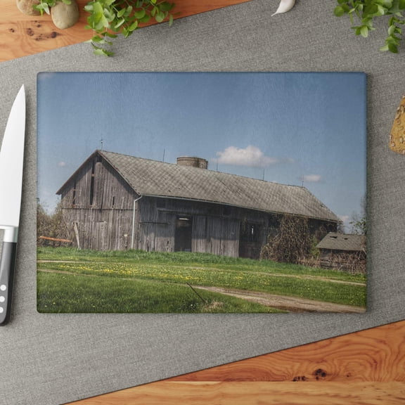 U R There Photography Wilder Road Grey II Rustic Farmhouse Tempered-Glass Cutting Board 11"x 15"