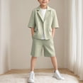thumbnail image 2 of Zpanxa Summer Outfits for Girls Short Sleeve Lapel Button Solid Color Blazer Top and Elastic Waist Shorts Set 2 Years, 2 of 6