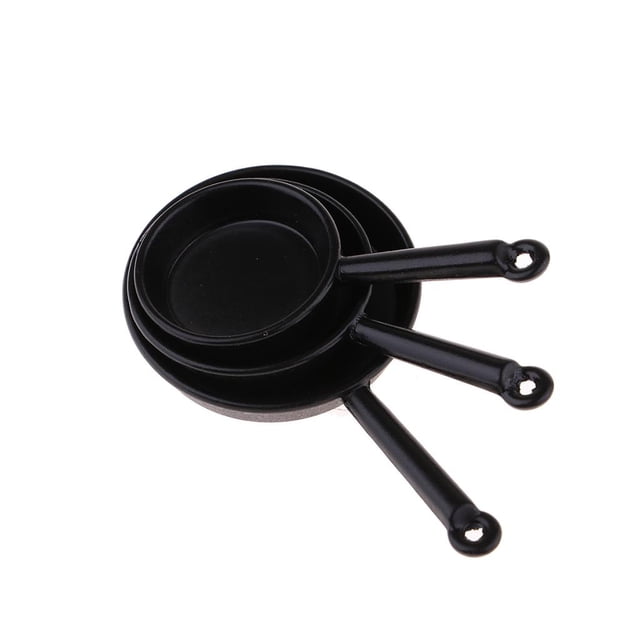 Adorno en Miniatura Macarena 1:12 Sartenes Negro Utensilios de Cocina de la Casa de Muñecas