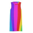 thumbnail image 3 of Rainbow Stripes Spring Summer Dresses for Women Fashion T-shirt Dress Casual Sleeveless Loose Sundress with Pockets, 3 of 5