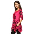 thumbnail image 3 of White Mark Women's Damask Print 3/4 Sleeve Tunic Top, 3 of 4