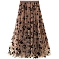 thumbnail image 1 of Falda de tul para mujer, falda plisada, cintura alta, línea A, malla, encaje informal, 1 of 5