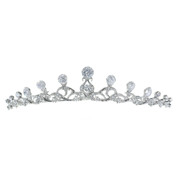 SAMKY Irish Celtic-Inspired Rhinestone Crystal Bridal Tiara Rhodium Plated Elegant Crown