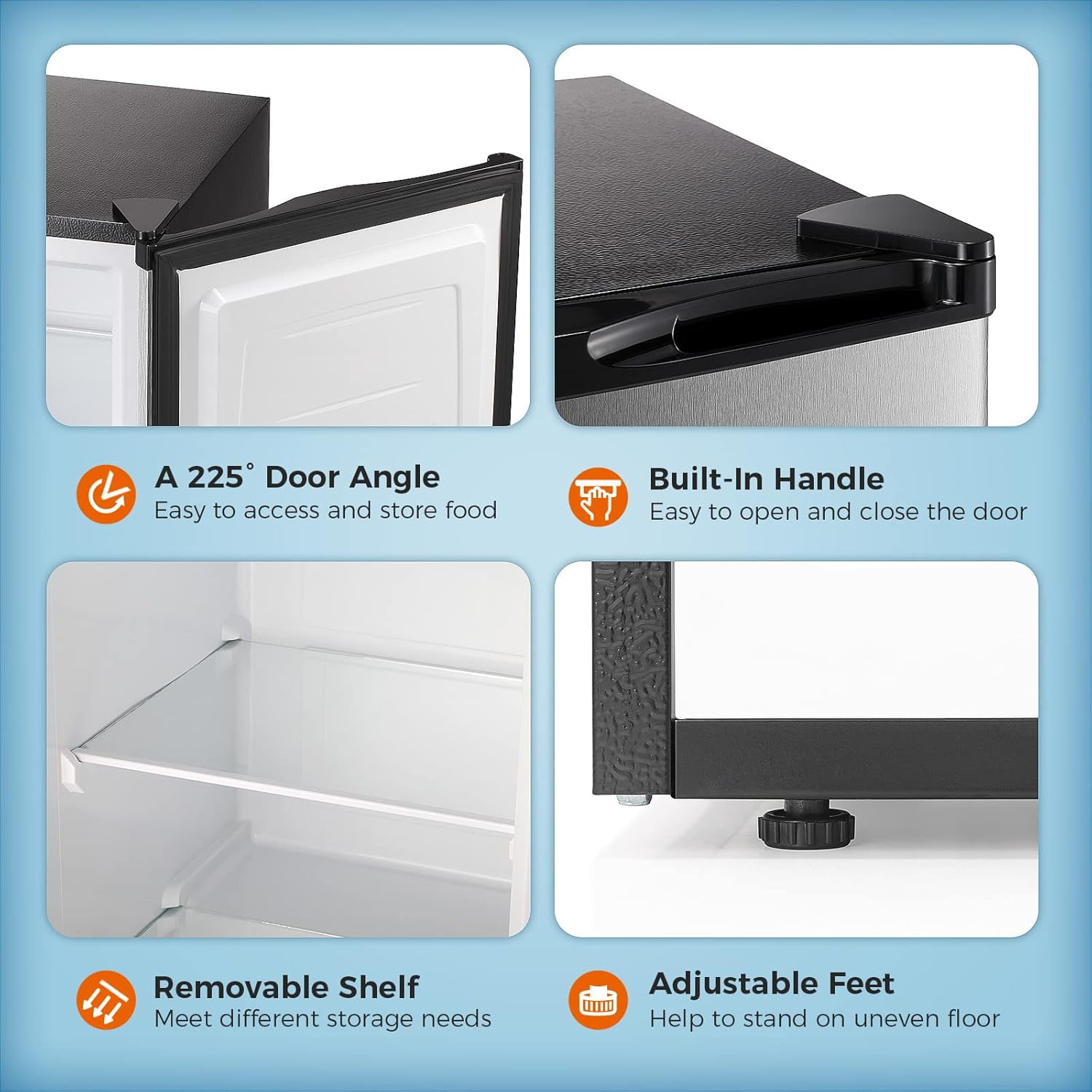 3.0 Cu.ft Upright Mini Freezer Black, Reversible Door, Adjustable Thermostat 7 Levels, Removable Shelves for Home Dorms Apartment Office