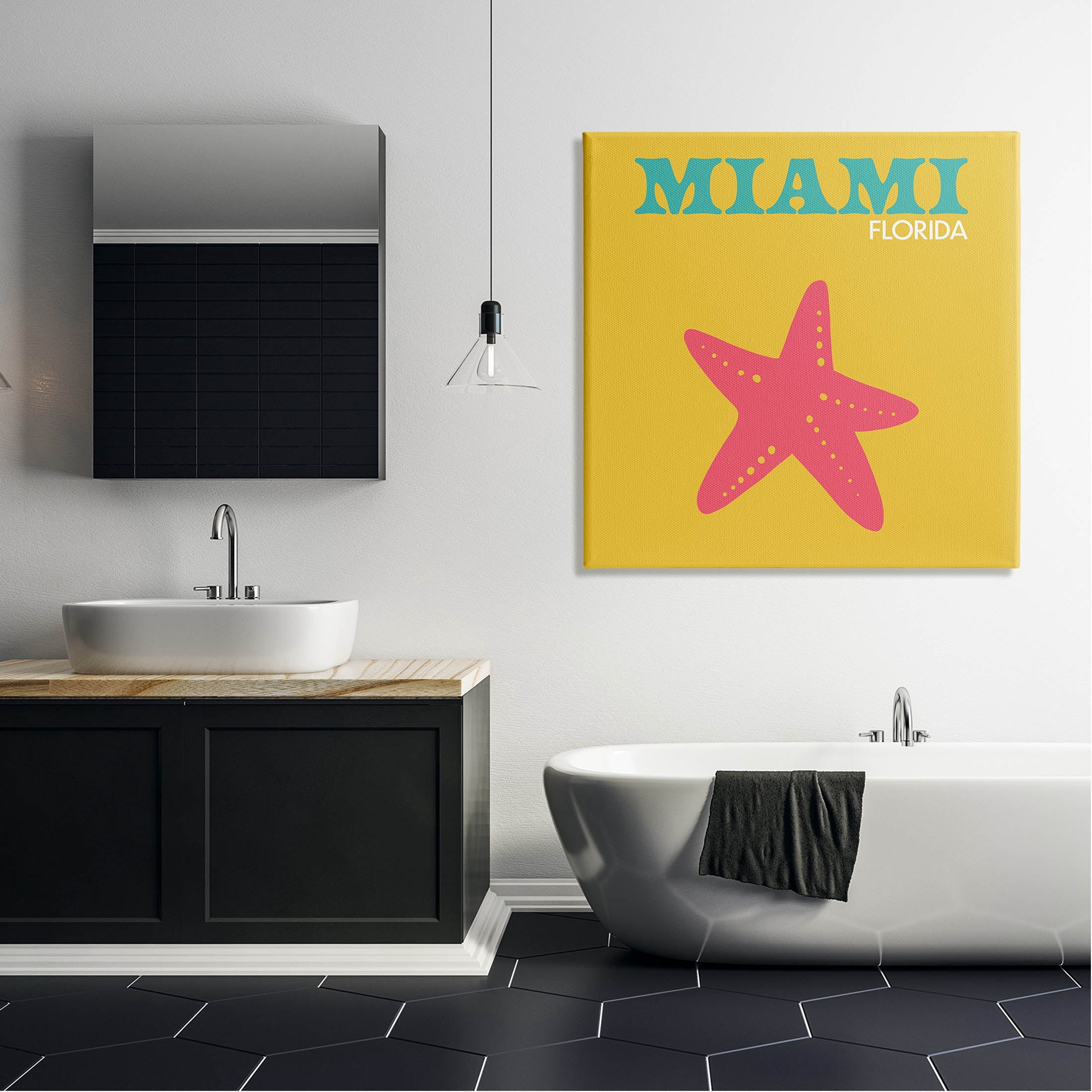 Stupell Industries Vivid Miami Starfish Silhouette Graphic Art Gallery Wrapped Canvas Print Wall Art, Design by The Saturday Evening Post