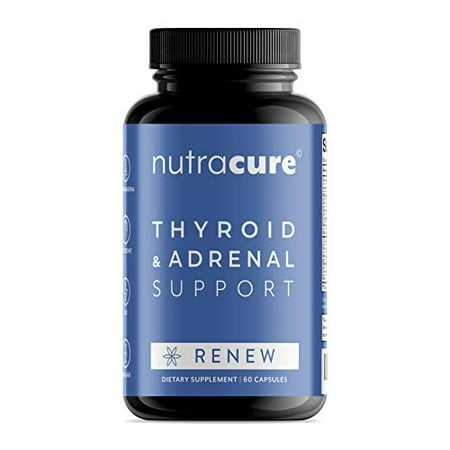 Nutracure Thyroid Support & Adrenal Support - 2 in 1 - Formulated for Energy, Metabolism, and Focus - Ashwagandha, B12, Zinc, Selenium - 60 Capsules