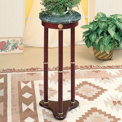 - Pedestal Plant Stand Top Finish: White Marble By World Imports Furnishings