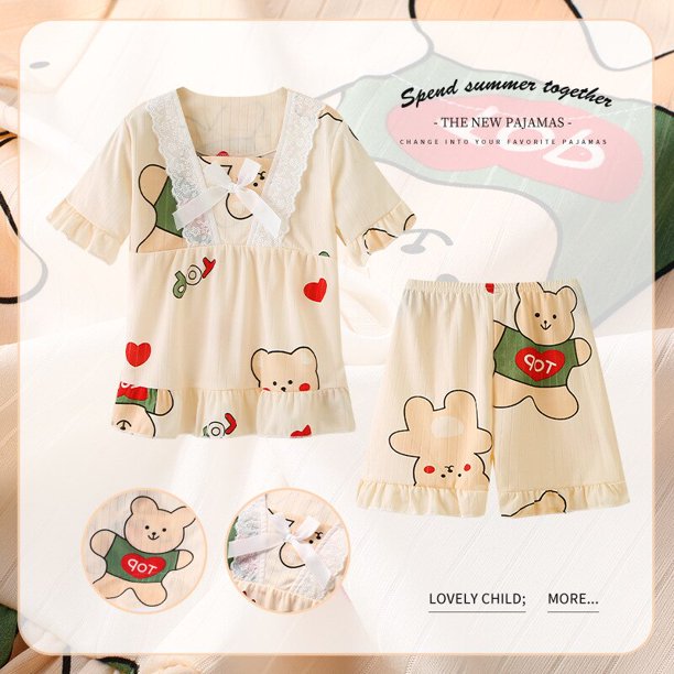 Conjunto de pijama con estampado de dibujos animados para niños y adultos, camisa de manga corta con lazo, Camiseta con estampado de My Melody Kuromi, ropa de verano para el hogar qiuyongming unisex