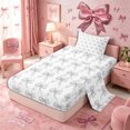 thumbnail image 2 of Meiyoeat Gray Bow Pattern Twin Sheets 3pcs, Geometric Plaid Bedding, 2 of 6