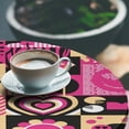 thumbnail image 3 of Ambesonne Emoji Fitted Round Tablecloth, Abstract Pop Art Flamingo, 45"- 56" Diameter, Pastel Pink Black and Peach, 3 of 5