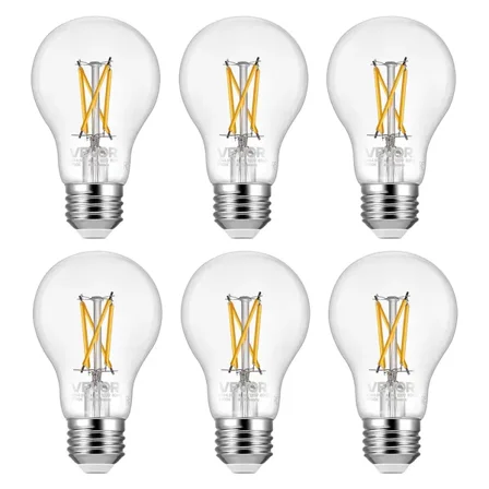 6 Pack Edison LED Bulbs A19 4.5W Dimmable 450 Lumens 2700K E26 Antique