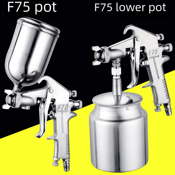 Pistola pulverizadora de pintura F-75, regadera neumática superior e inferior, pistola pulverizadora de alta atomización para pintura de muebles y automóviles, de aluminio