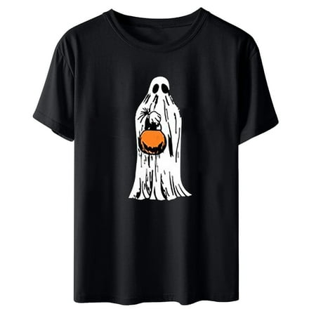 

summer tops for women Adult Fashion Short Sleeve Round Neck Printing Casual Blouse T-Shirt Tops Shirt Maternity Shirts Black XL